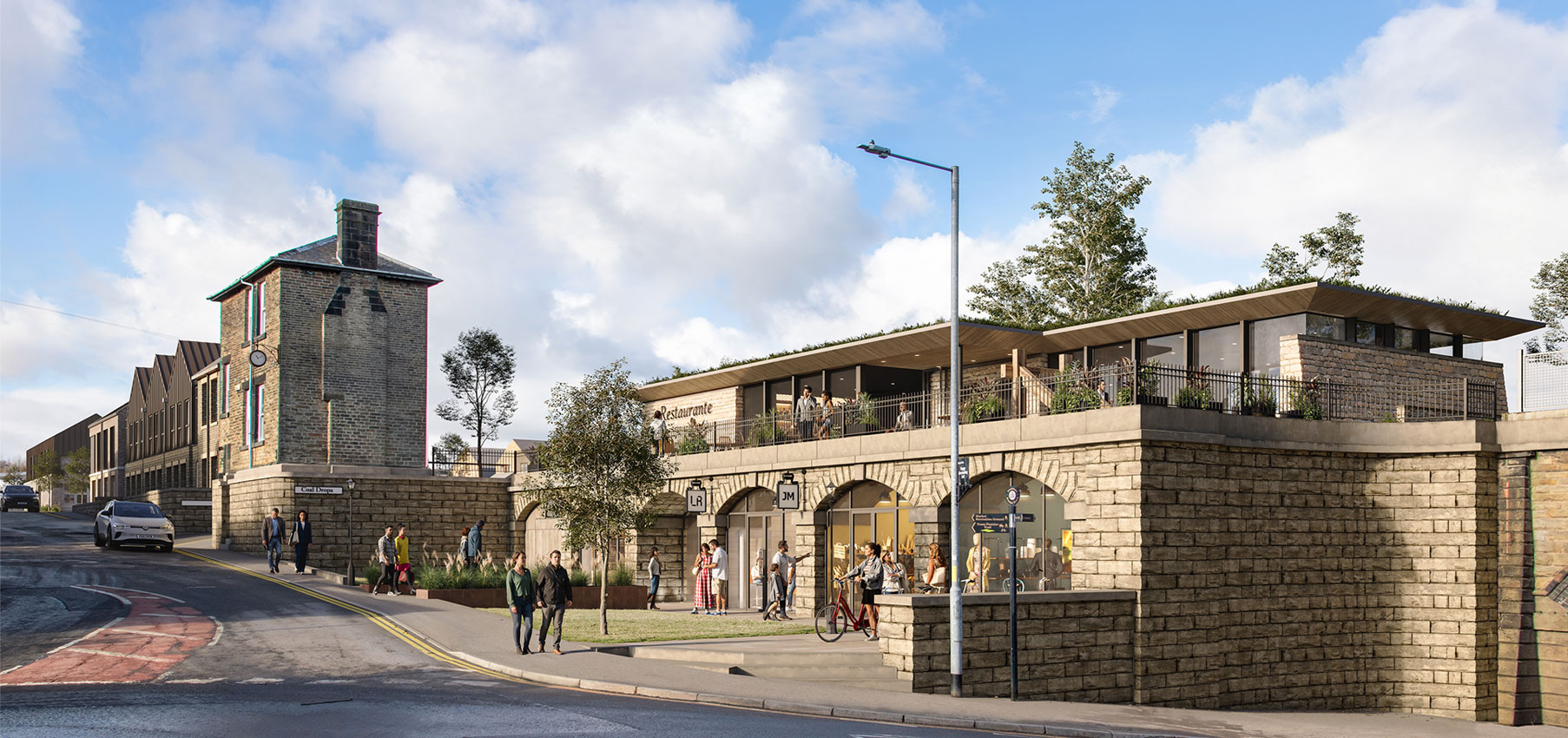 A rendering of the outside of Coal Drops, Penistone.